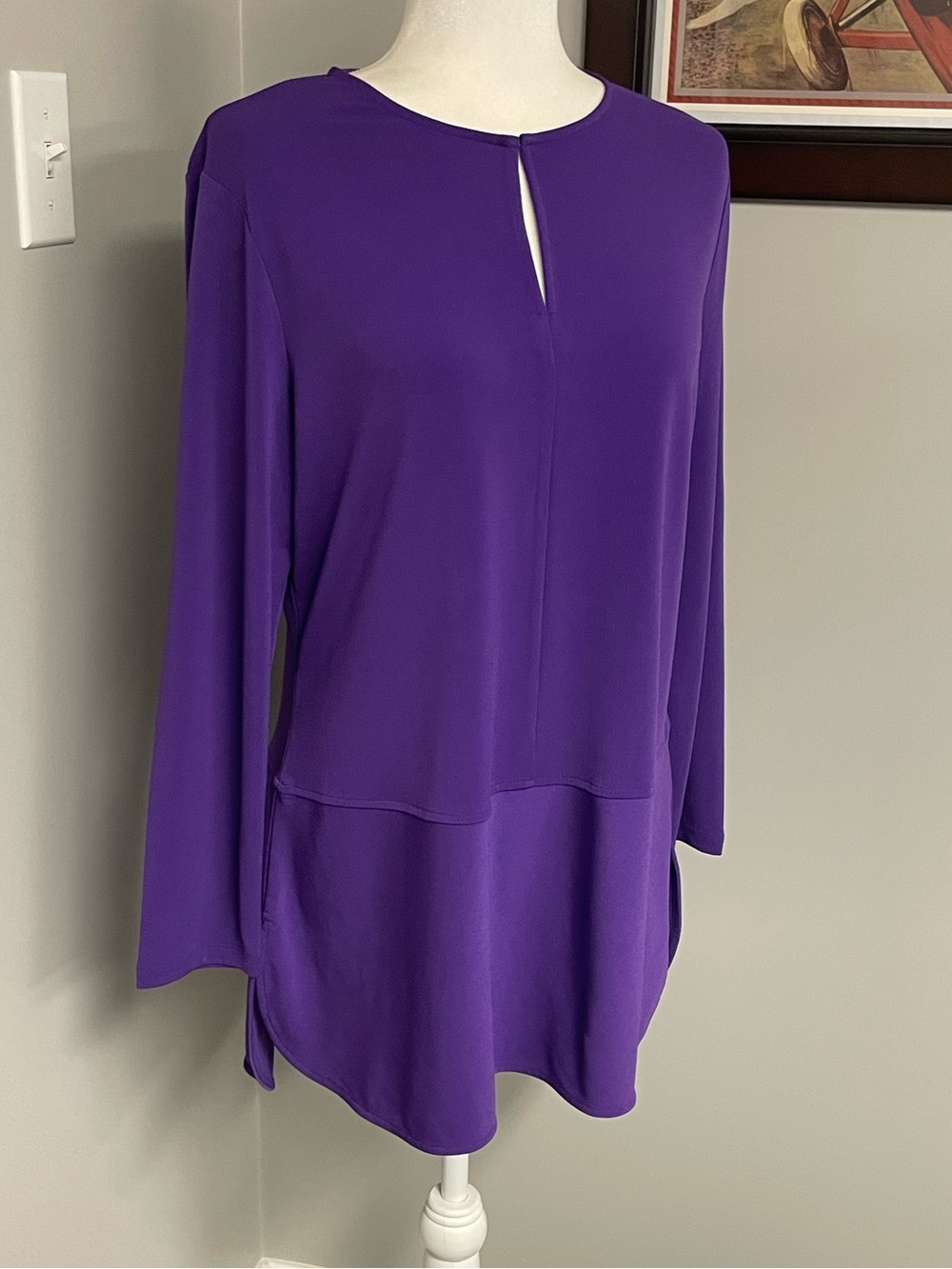 Lauren Ralph Lauren womens long sleeve blouse top size Large purple plum - Picture 2 of 4